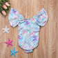 Enhill Toddler Infant Baby Girls Shiny Fish Scales Ruffles Sleeve Swimsuit One Piece Swimwear (3-4 Years) Colorful