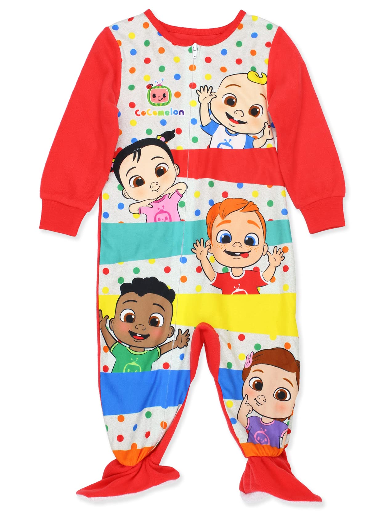 Cocomelon Toddler Infant Footed Blanket Sleeper Pajamas (2T, Red)