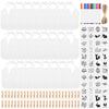 BOUBONI 110 Pcs DIY Baby Bibs Decorating Set Includes 24 White Bibs, 12 Fabric Markers, 24 Stencils, 50 Clothespins, 1 Hemp Rope