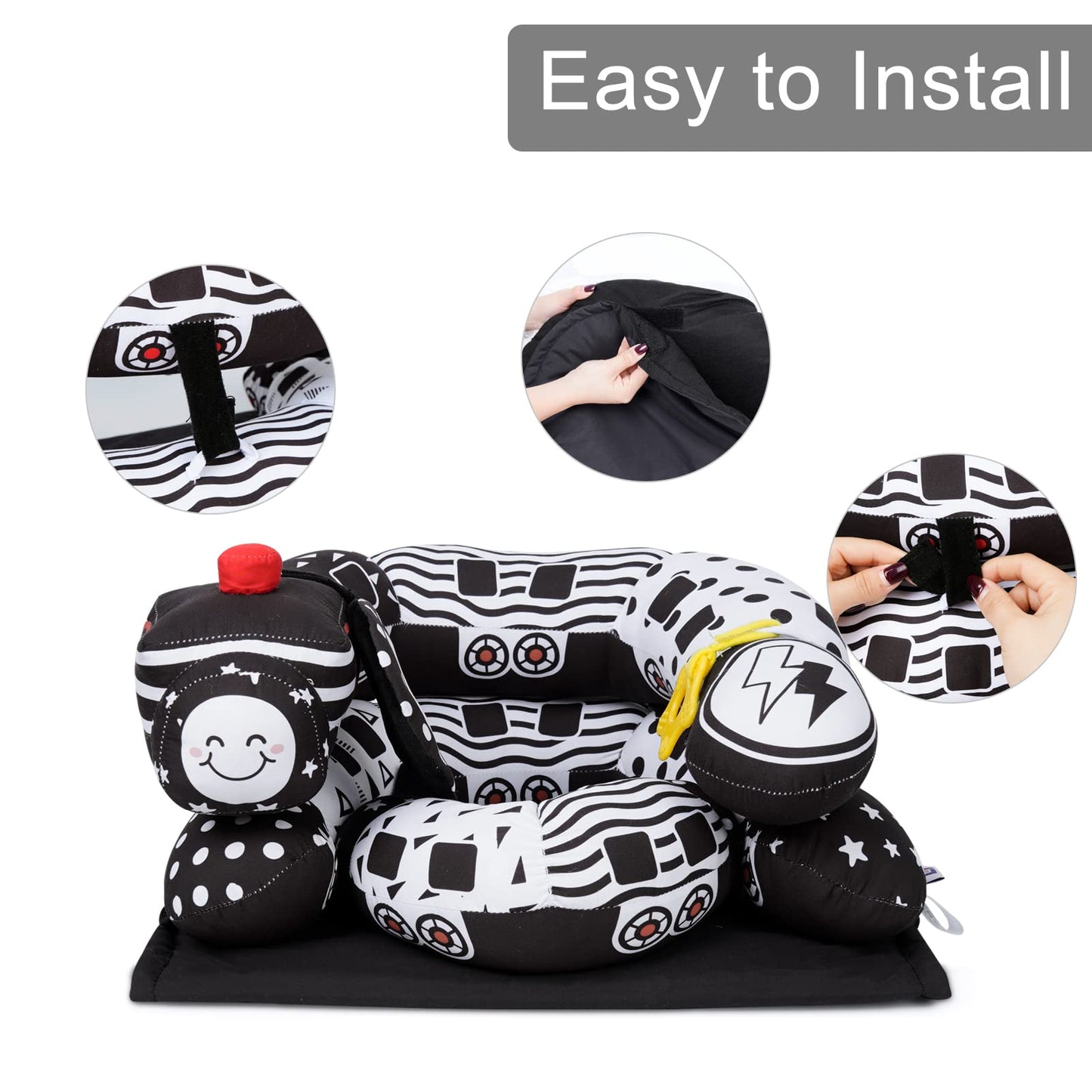 Lovvie & Joy 2-In-1 Tummy Time Mat & Seated Support Pillow,Baby Tummy Time Pillow Support For Newborns And Older Babies,With Det