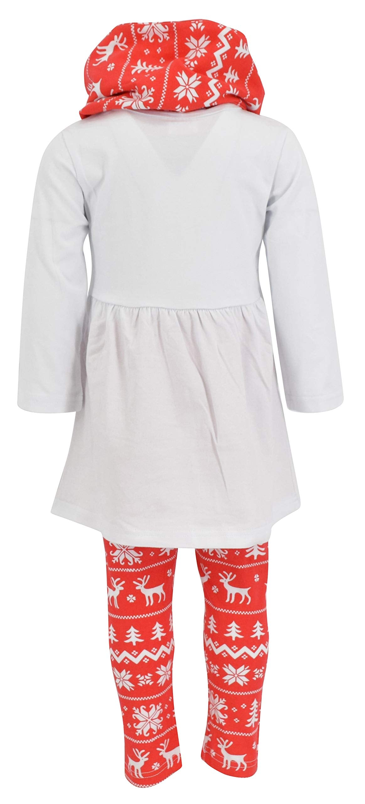 Unique Baby Girls 3 Piece Christmas Reindeer Legging Set (5T) White