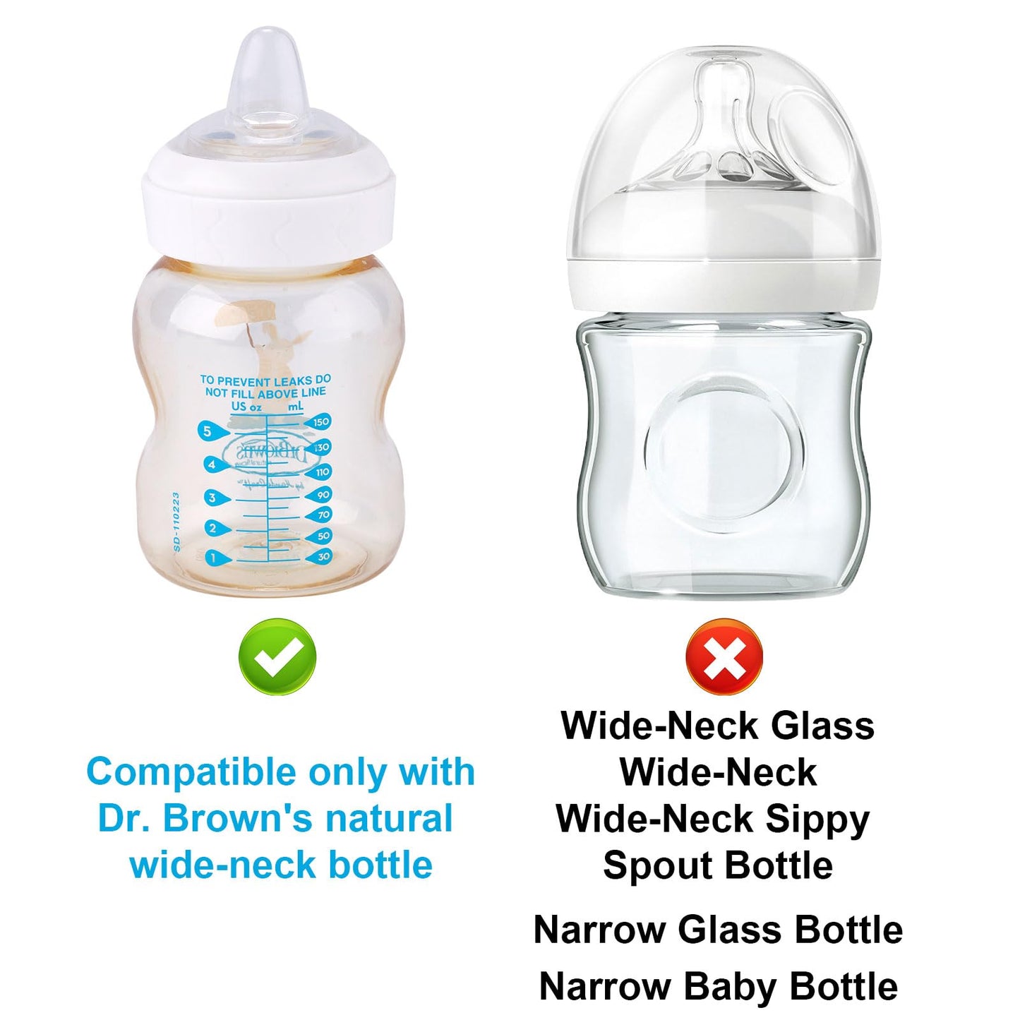 6Pcs Wide-Neck Nipple For Dr. Brown 'S, 100% Soft Silicone Baby Bottle Teat Sippy Straw Spout Nipple Replacement Accessories Bpa