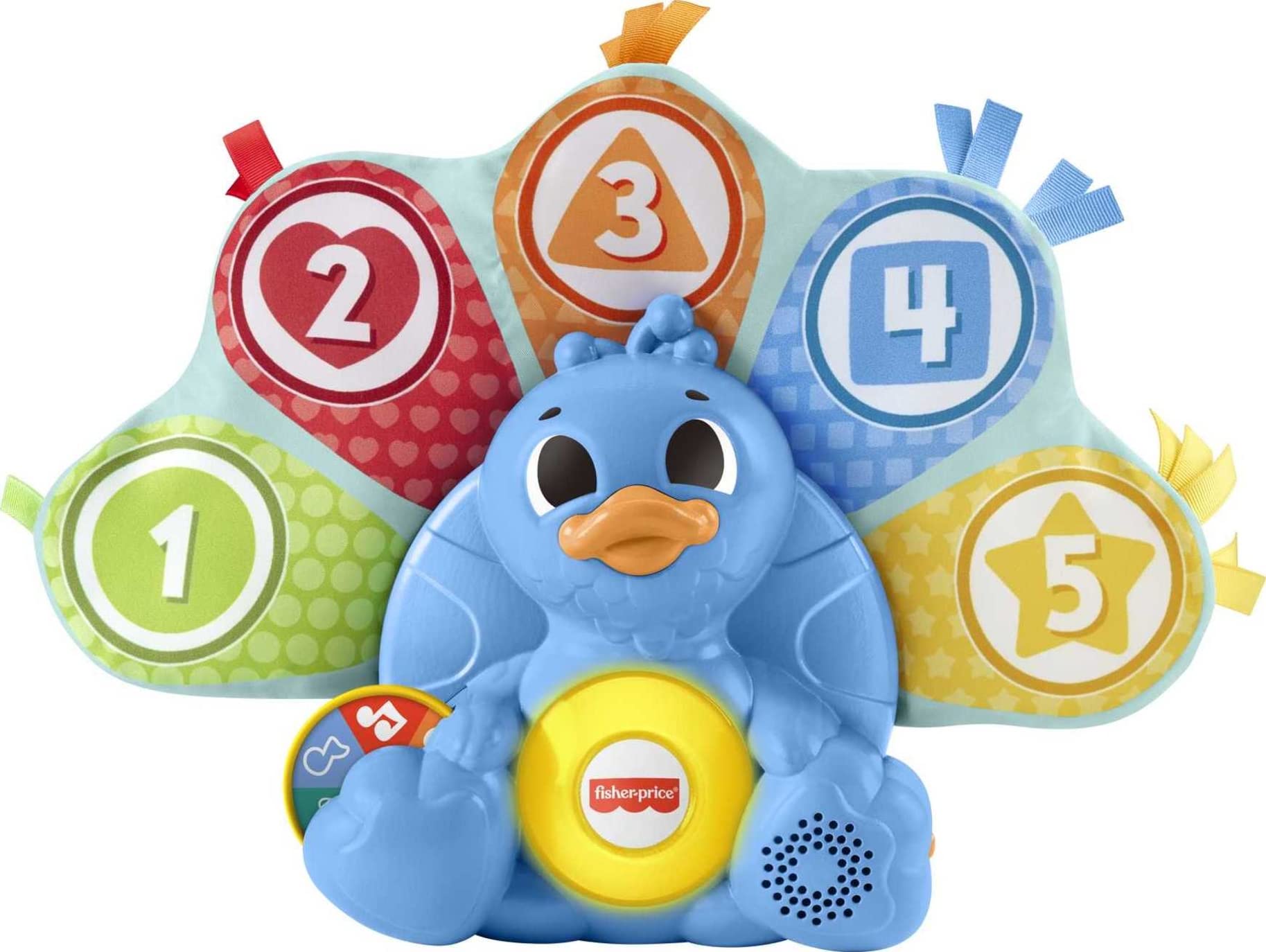 Fisher-Price Baby Learning Toy Linkimals Counting & Colors Peacock with Lights & Music for Infants Ages 9+ Months, Compatible On
