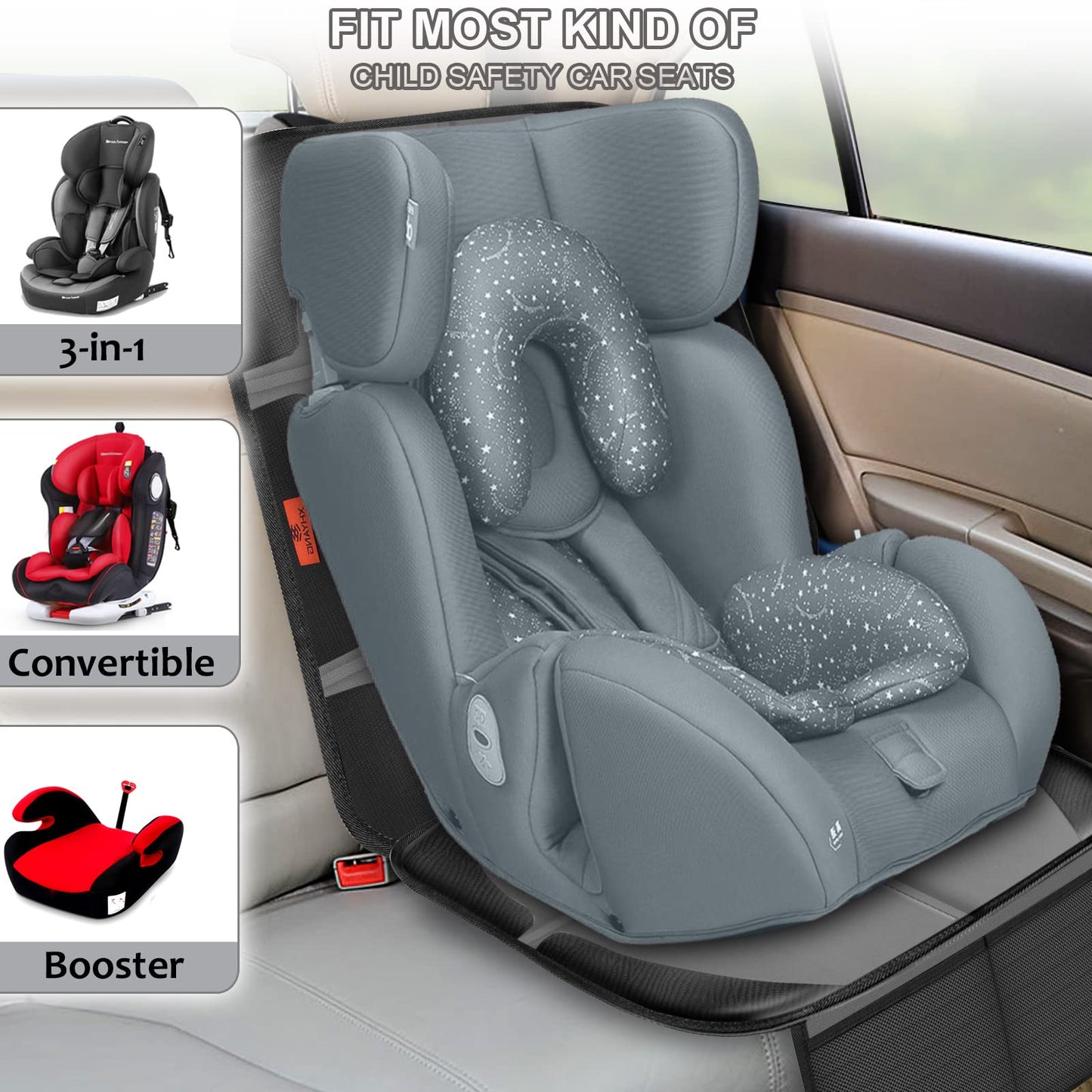 Xhyang Car Seat Protector,2 Pack Automotive Seat Protectors Baby Carseat Pad Waterproof & Durable 600D Fabric For Child Baby Car