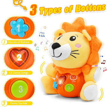 daboot Baby Toys 6 to 12 Months - Infant Baby Musical Toy for 1 Year Old Boys & Girls - Cute Lion Plush Toys Newborn Toy 0 3 6 9