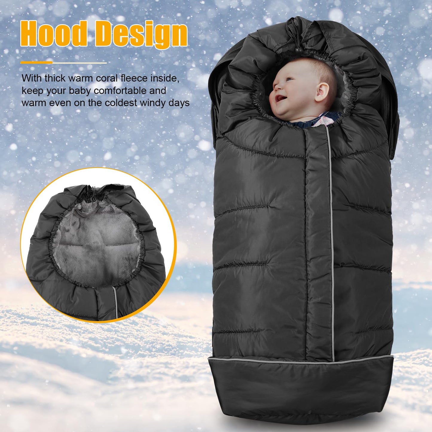 Yoofoss Stroller Cover For Winter, Toddler Stroller Footmuff Universal For Most Stroller, Water Resistant Warm Coral Baby Stroll