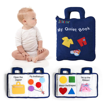 Jollybaby Baby Soft Busy Books -My Quiet Book, Travel Toy & Montessori Sensory Educational, 10 Preschool Learning Activities for