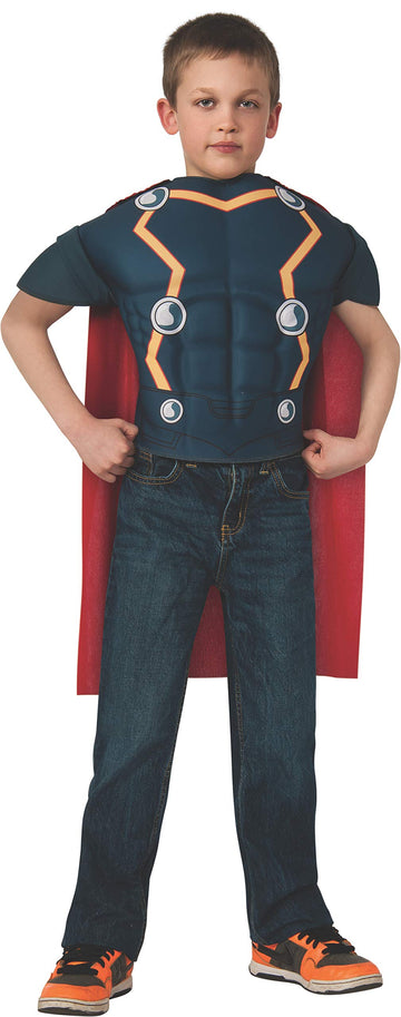 Rubies Marvel Universe Classic Collection Avengers Assemble Thor Muscle-Chest Costume Shirt With Headpiece, Child Standard Size