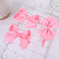 Pink Bow Headband & 2 Pcs 4 Inch Hair Bows Set, Back School Hair Accessories For Little Toddler School Girls (Pink)