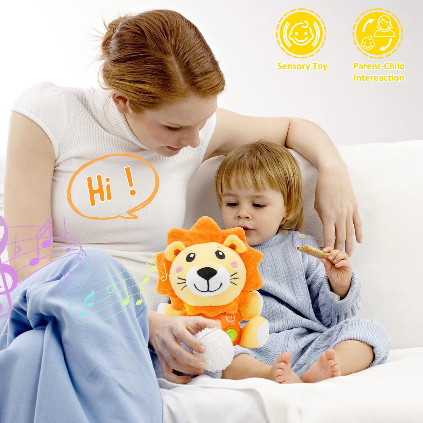 daboot Baby Toys 6 to 12 Months - Infant Baby Musical Toy for 1 Year Old Boys & Girls - Cute Lion Plush Toys Newborn Toy 0 3 6 9