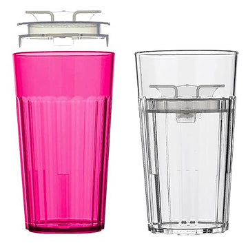 Reflo Smart Cup (Red & Clear 2-Pack) Open Training Cup, Toddler Cup, No Suction 6Oz, 360 Control-Flow, Usa Made Premium High-Imp