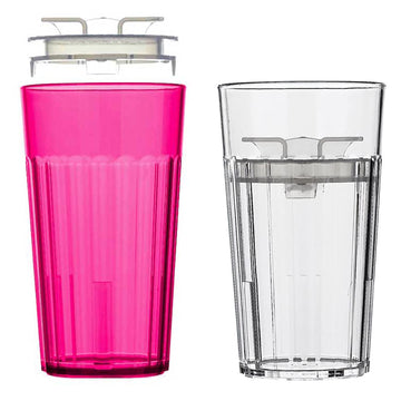 Reflo Smart Cup (Red & Clear 2-Pack) Open Training Cup, Toddler Cup, No Suction 6Oz, 360 Control-Flow, Usa Made Premium High-Imp