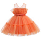 Flower Baby Girl Lace Dress Toddler Tulle Sleeveless Bow Princess Party Wedding Pageant Bridesmaid (Orange042.2-3 T)