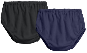 City Threads 2-Pack Baby Girls' And Baby Boys' Unisex Diaper Covers Bloomers Soft Cotton, Black/Navy, Newborn
