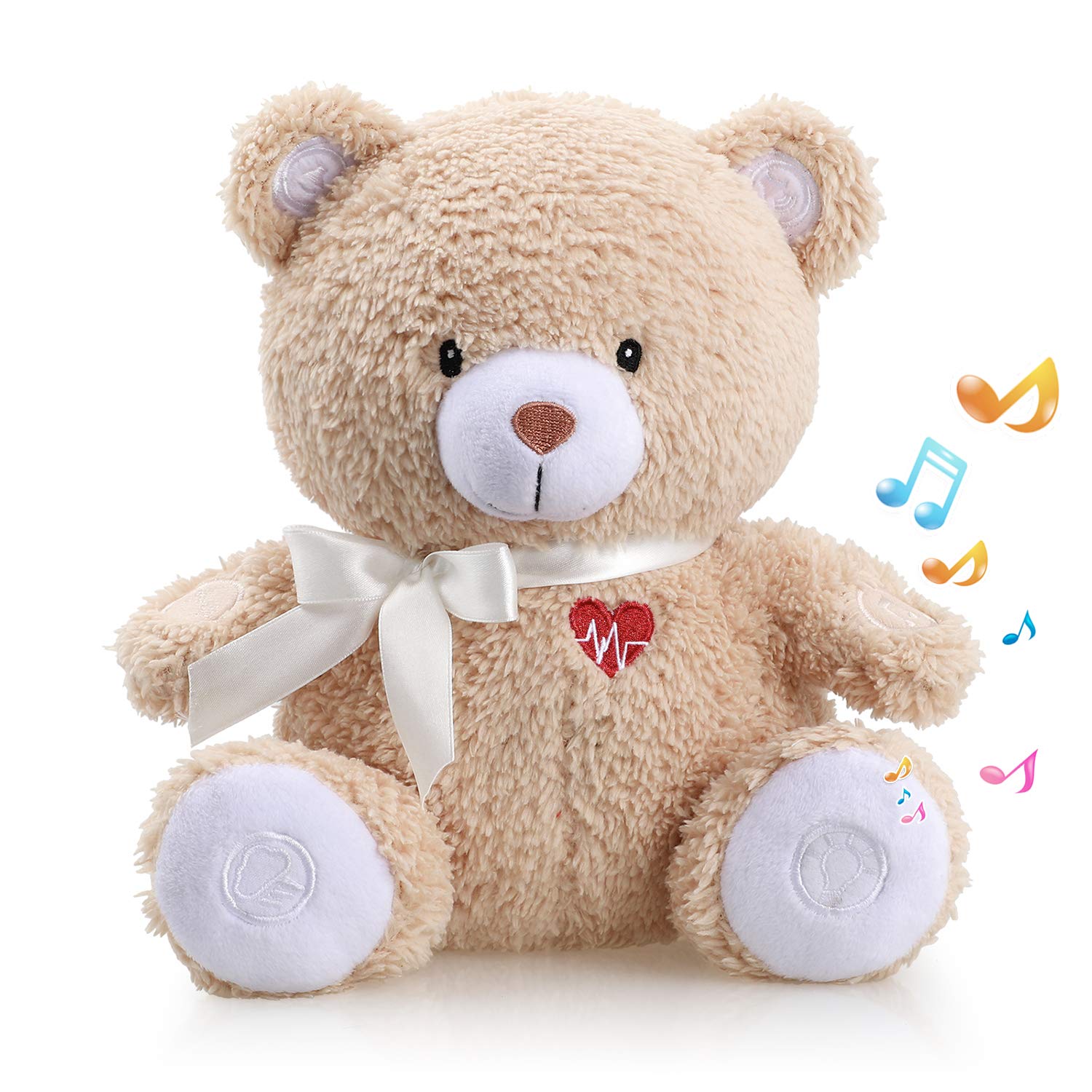 BEREST Baby Cry Activated Sleeping Aid Soother, White Noise Machine Infant Stuffed Animal Baby Gifts Bear Toy with Nursery Decor
