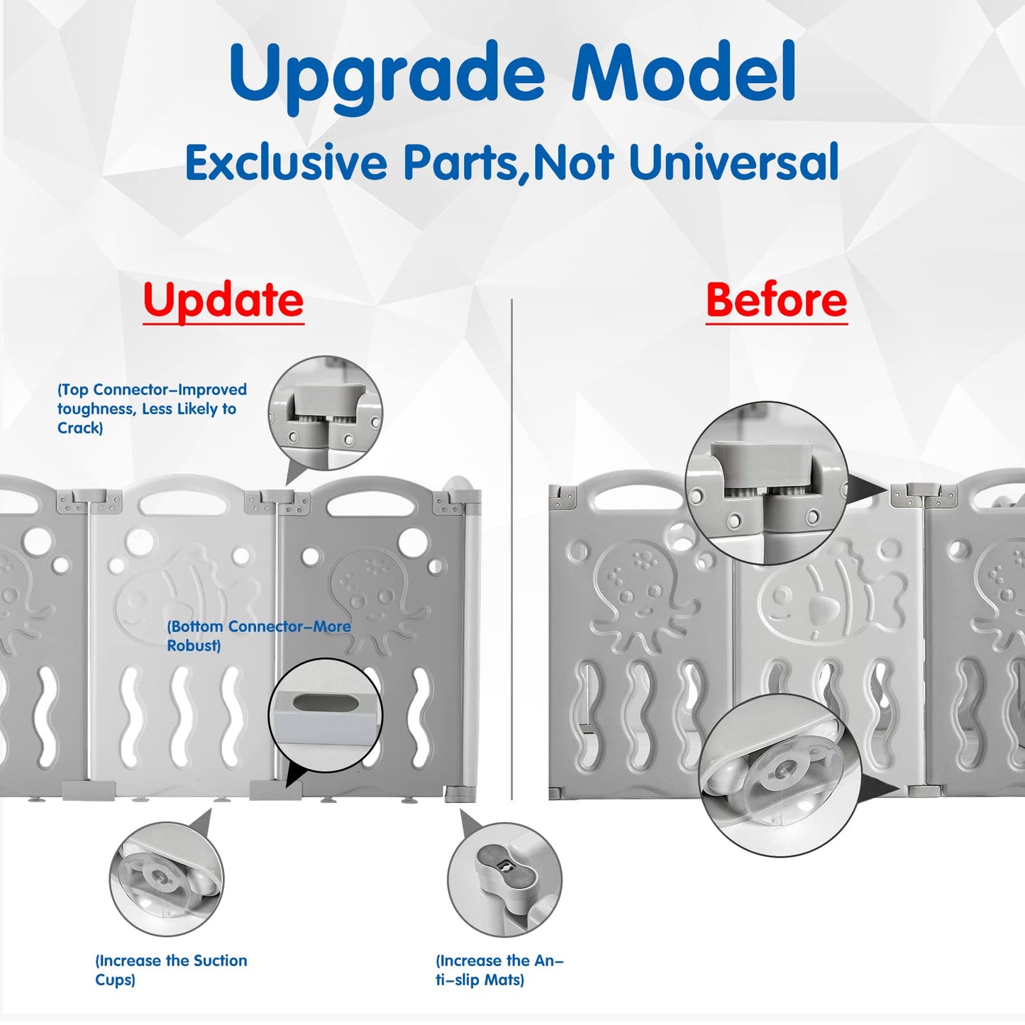 Albott Baby Fence Kid Playpen 18 Panel Albott Play Yard - Foldable Kids Safety Activity Center Playard Safety Lock Gate,Adjustab