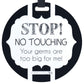 Three Little Tots - Black And White Stop No Touching Baby Car Seat Sign Or Stroller Tag - Cpsia Safety Tested