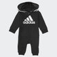 Adidas Unisex Baby Infant Girls' And Boys' Long Sleeve Hooded Coverall Overalls, Black, 12 Months Us