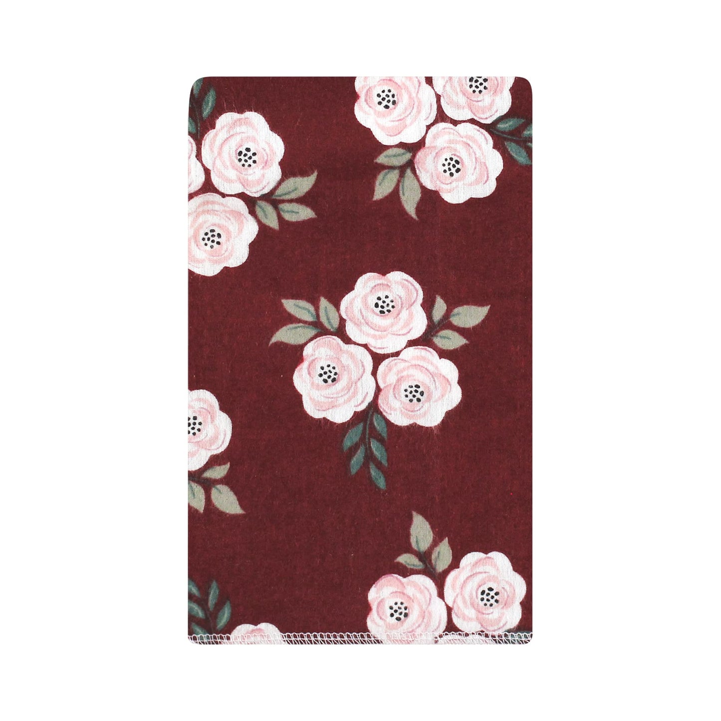 Hudson Baby Unisex Baby Cotton Flannel Burp Cloths, Burgundy Floral, One Size