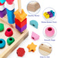 TooyBing Montessori Wooden Lacing Beads Toys for 2 3 4 Year Old Toddler Kids, Sequencing & Stacking Block Toy with Storage Box,