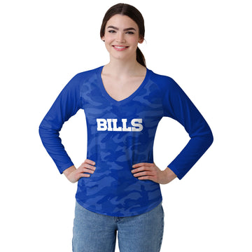Foco Womens Nfl Team Logo Ladies Fashion Raglan Top Shirt, Tonal Camo, Large Us
