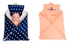 CTMKIDS Baby Wrap with Cushion Cap for Kids 74x84 cm  Navy Blue & Baby Wrap with Cap for Kids 74x74 cm  Peach