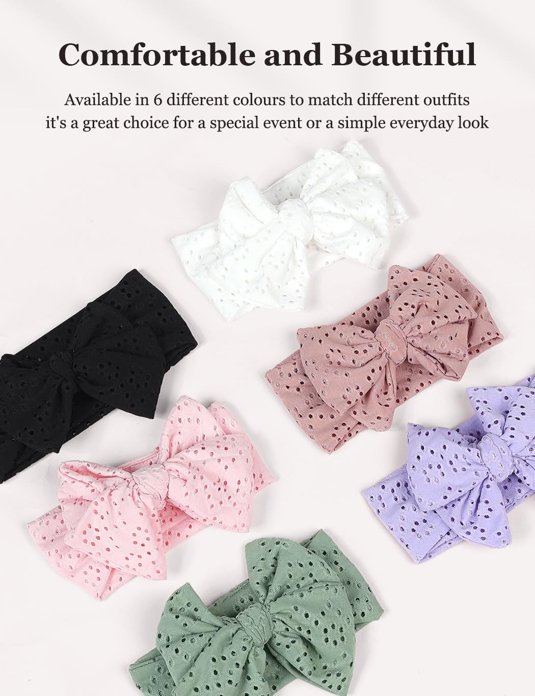 Zurlefy Stretchy Baby Girl Headbands Bows, Infant Headband Bows For Baby Bonnet Newborn Head Wraps Toddler Unisex (03H-17)