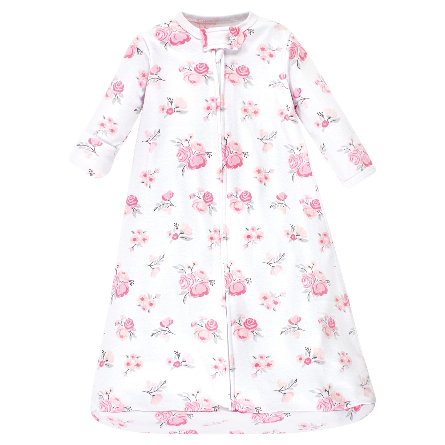 Hudson Baby Unisex Baby Cotton Long-Sleeve Wearable Sleeping Bag, Sack, Blanket, Basic Pink Floral, 12-18 Months