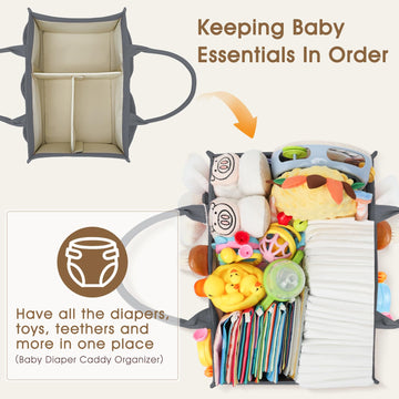 Skycase Large Diaper Caddy Organizer, Baby Organizers And Storage For Newborn Essentials Must Haves, Nursery Storage Basket For