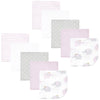 Hudson Baby Unisex Baby Flannel Cotton Washcloths, Lilac Elephants 10 Pack, One Size
