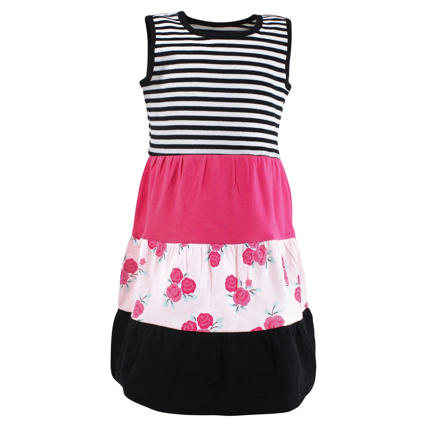 Hudson Baby Girls' Cotton Dresses, Pink Black Roses, 4T