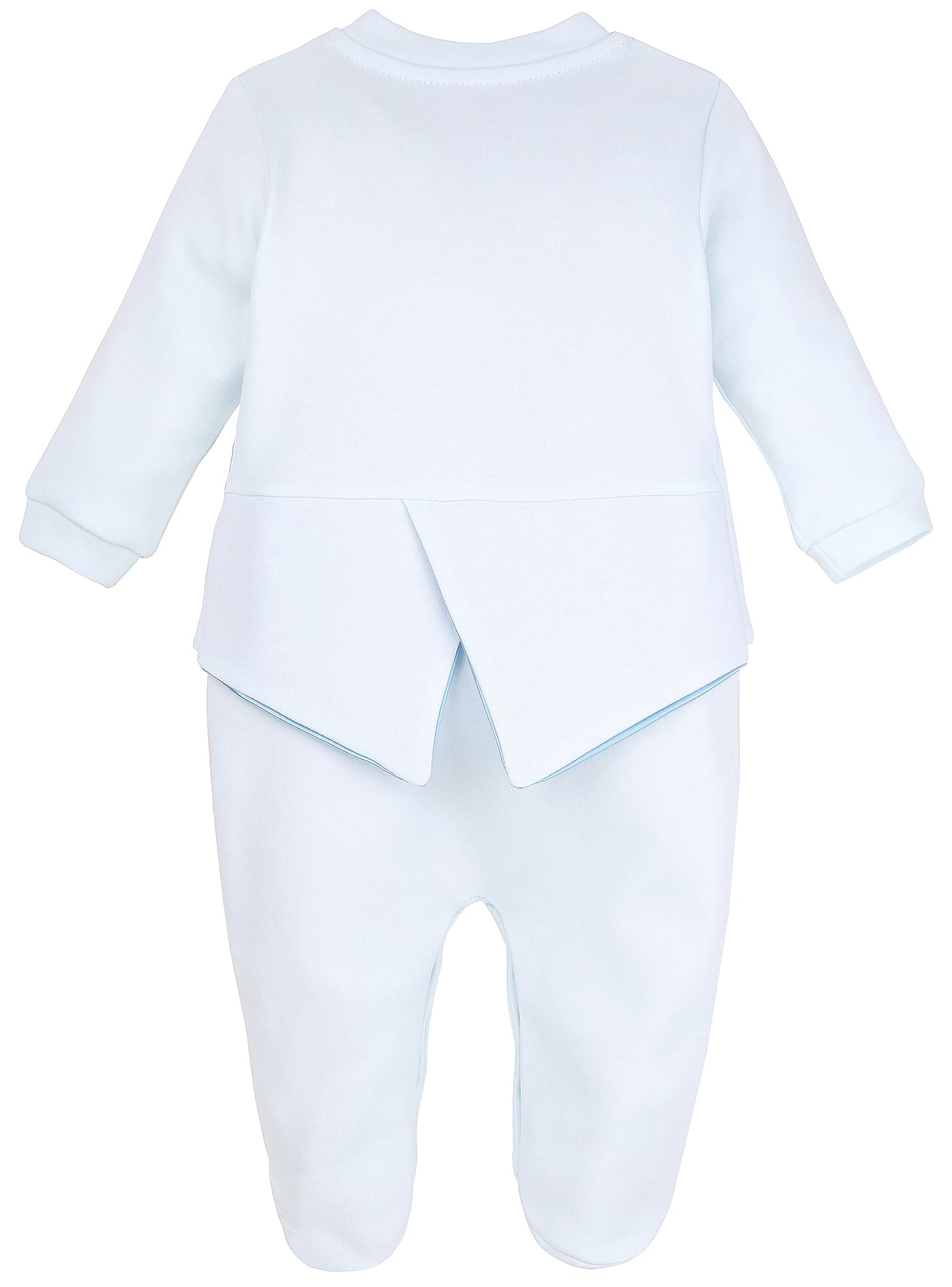 Lilax Baby Boy Gentleman Tuxedo Footie Christmas Holiday Outfit With Bow Tie (3 Months, Blue)