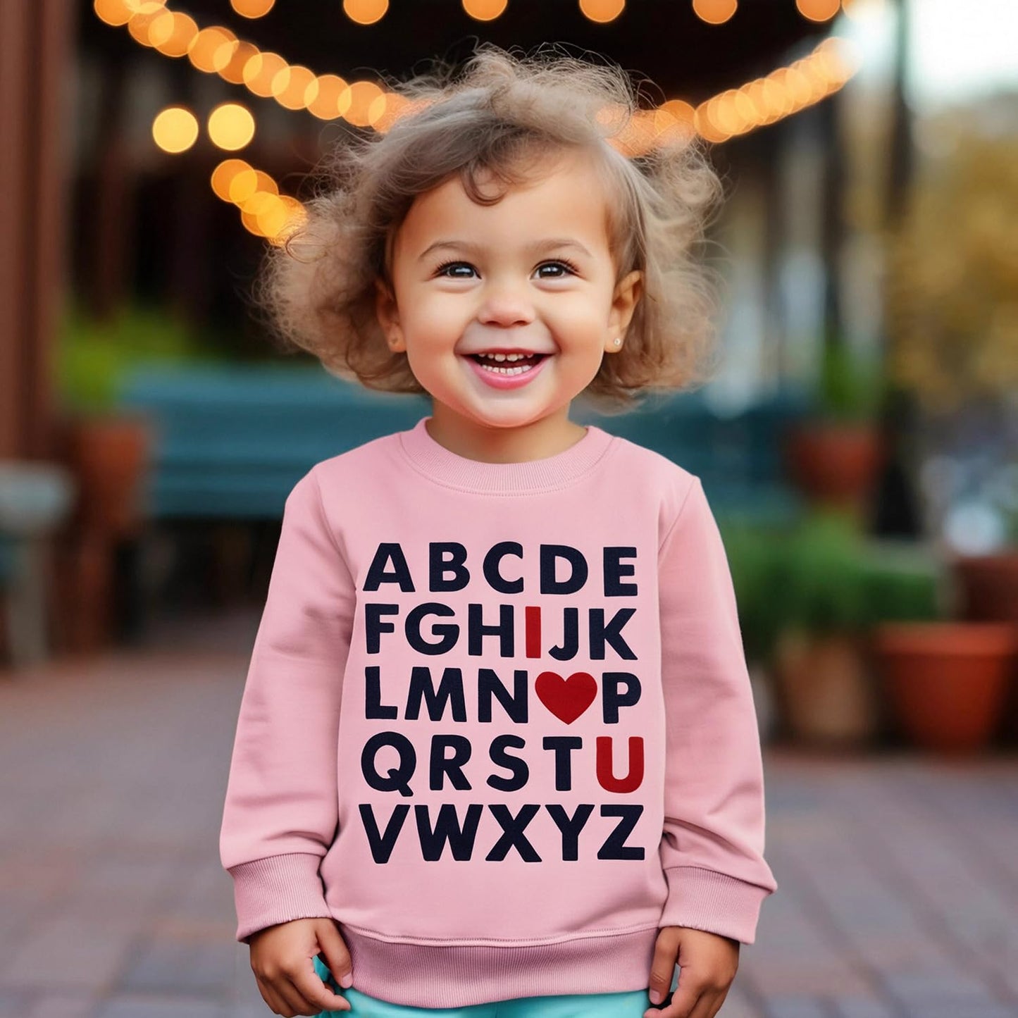 Mujoqe Abc I Love U Baby Girls Sweatshirt Toddler Valentines Day Outfit Kids Heart Print Long Sleeve Shirts Tops 4T