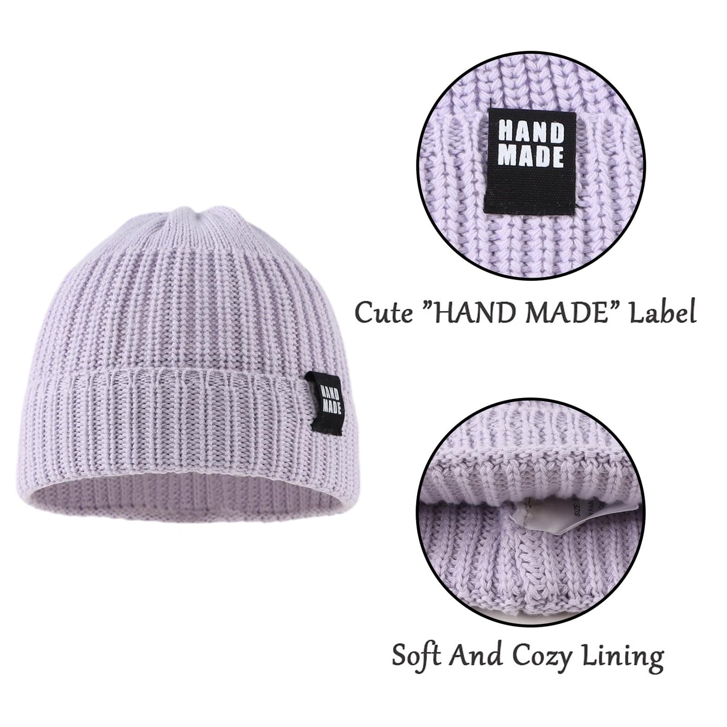 Simple Knitted Baby Beanie Hip-Hop Boys Winter Hat Toddler Kids Bonnet For Girls 0-5Y (3Pcs-O,S)