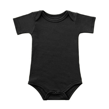 Gleaming Grain Baby Black Onsies 100% Cotton Short Sleeve Baby Bodysuits Solid Color Infant Bodysuits For Newborn Baby 3-Pack (B