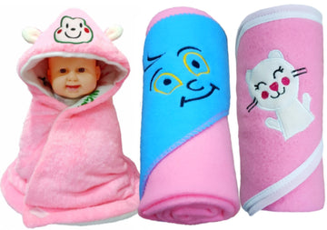 Brandonn Baby Blankets New Born Combo Pack Super Soft Hoodie and Fleece Baby Blanket for Babies Cum Sleeping Bag Cum Safety Bag 