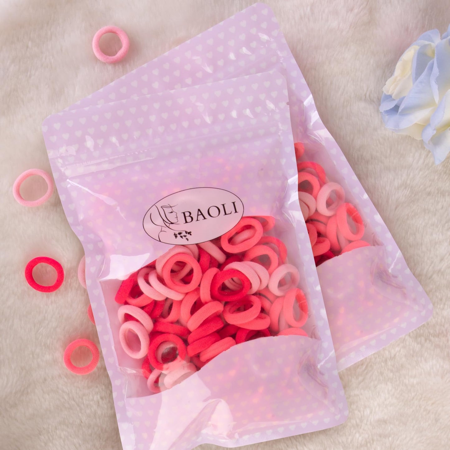 Baoli 200Pcs Pink Toddler Hair Ties For Baby Girls, Seamless Kids Ponytail Holders, Small Cotton Girls Baby Hair Ties Bands No D