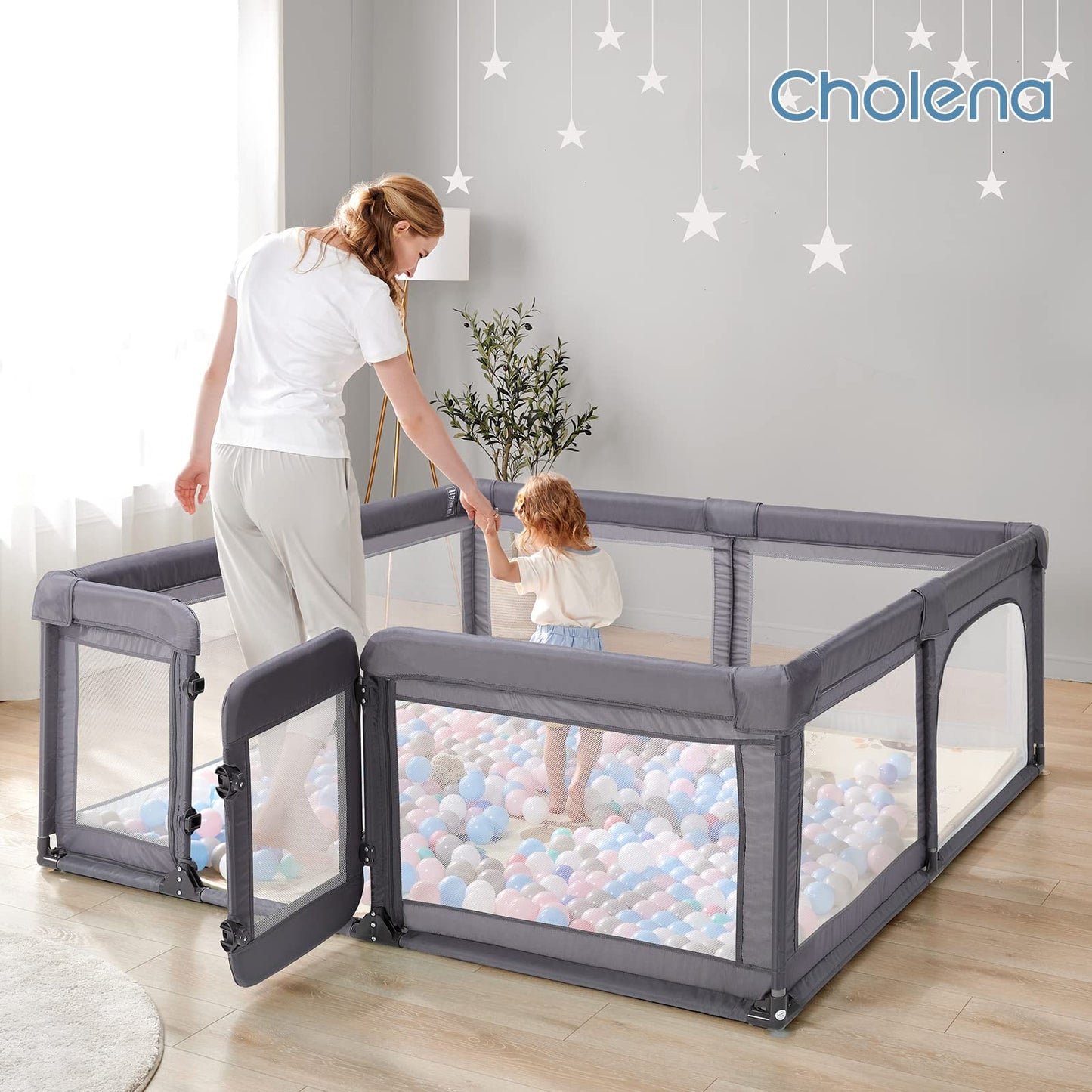 Baby Playpen,Extra Large Playpen for Babies and Toddlers, Sturdy Play Pen Play Yard with Safety Gate,79   x59   Baby Play Pen(De