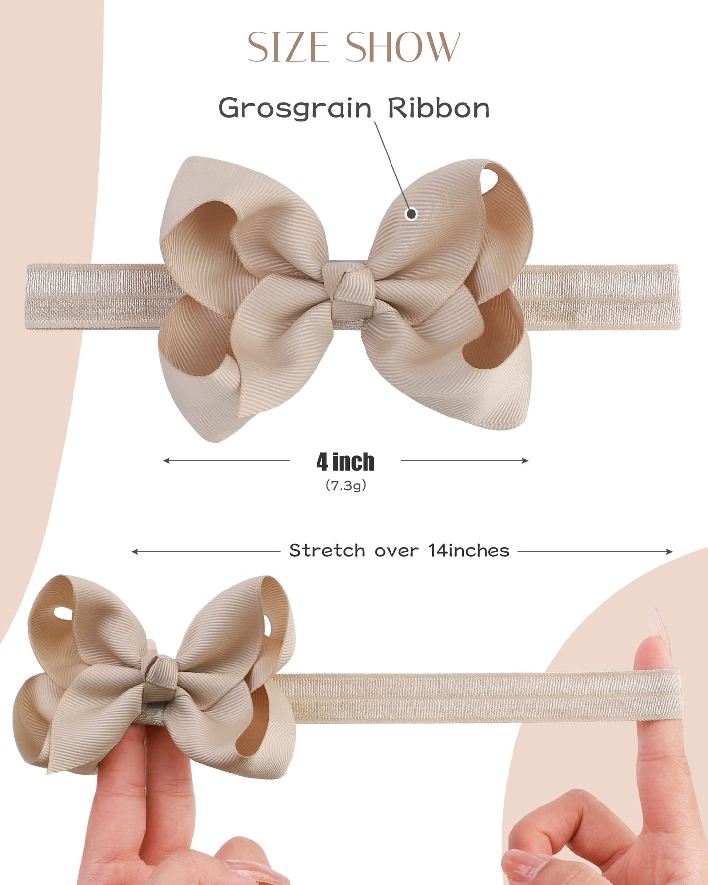 Jollybows 3 Pcs Hairband 4' Baby Girls Headbands Boutique Grosgrain Ribbon Hair Bows For Infants, Toddlers, Kids - Black White K