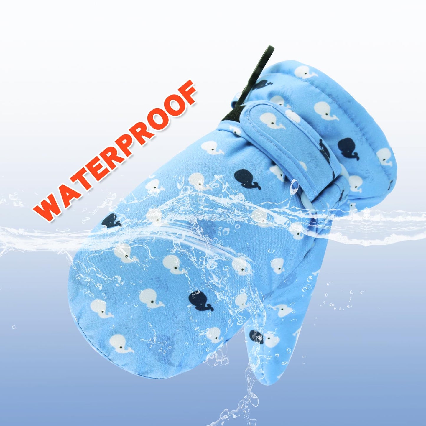 Bavst Toddler Waterproof Mittens Fleece Lined Baby Boys Girls Winter Warm Glove Kids Snow Infant Ski Mitten For 3M-5T (Little Wh