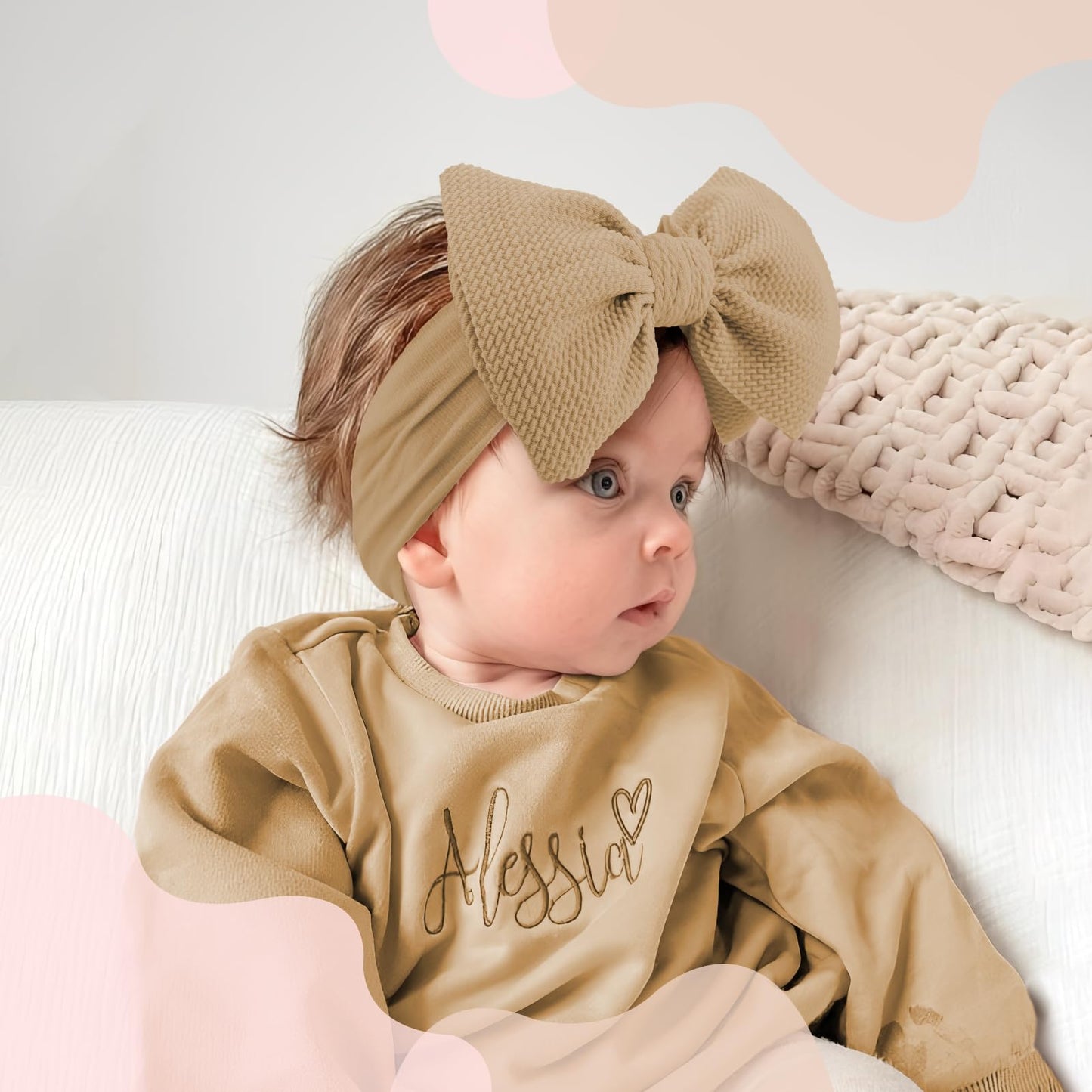 Yanjie Baby Girl Headbands Nylon Hair Bows Newborn Handmade Hairbands With Bows Head Wraps For Newborn Infant Baby Toddler Girls