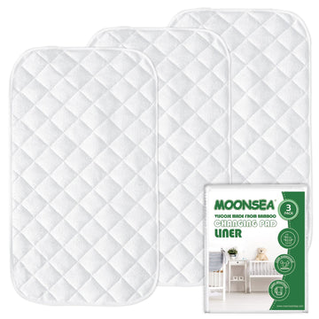 Diaper Changing Pad Liner Non-Slip, Waterproof Terry Mat, Quilted Absorbent Bassinet Liners Washable, 3 Pack 13'X 26' Reusable