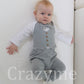 Newborn Baby Boy Clothes Gentleman Outfits Long Sleeve Romper Bowtie Tuxedo Suit (Gray, 0-3 Months)