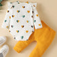 Fullfamous Newborn Baby Girl Clothes Gifts Outfits,Fall Winter Long Sleeve Romper And Pant Set Yellow Heart 0-3 Months