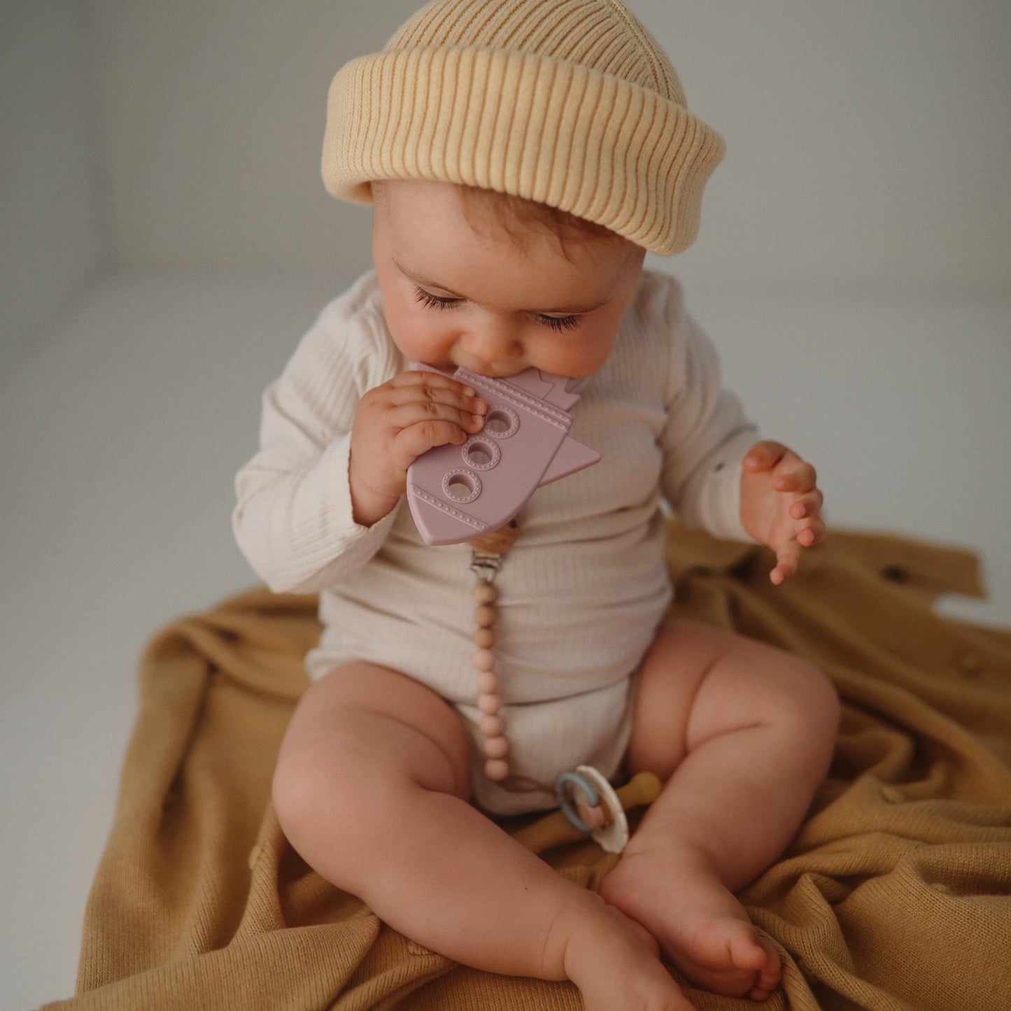 mushie Silicone Baby Teether Toy | Rocket (Cloud)