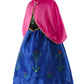 Jerrisapparel Princess Snow Party Dress Queen Costume Cosplay Dress Up (7-8, Blue With Accessories)