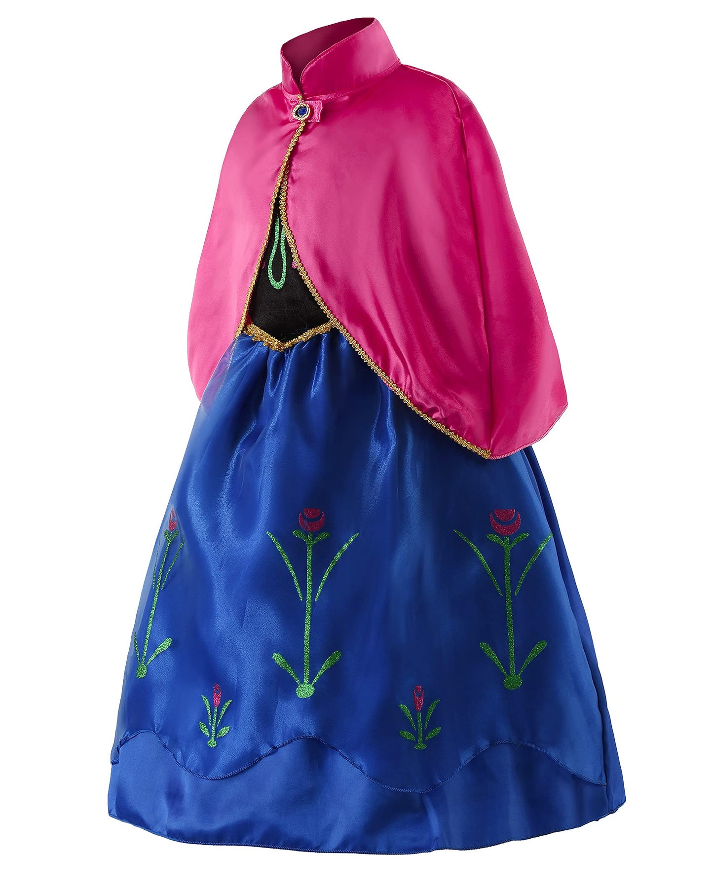 Jerrisapparel Princess Snow Party Dress Queen Costume Cosplay Dress Up (7-8, Blue With Accessories)