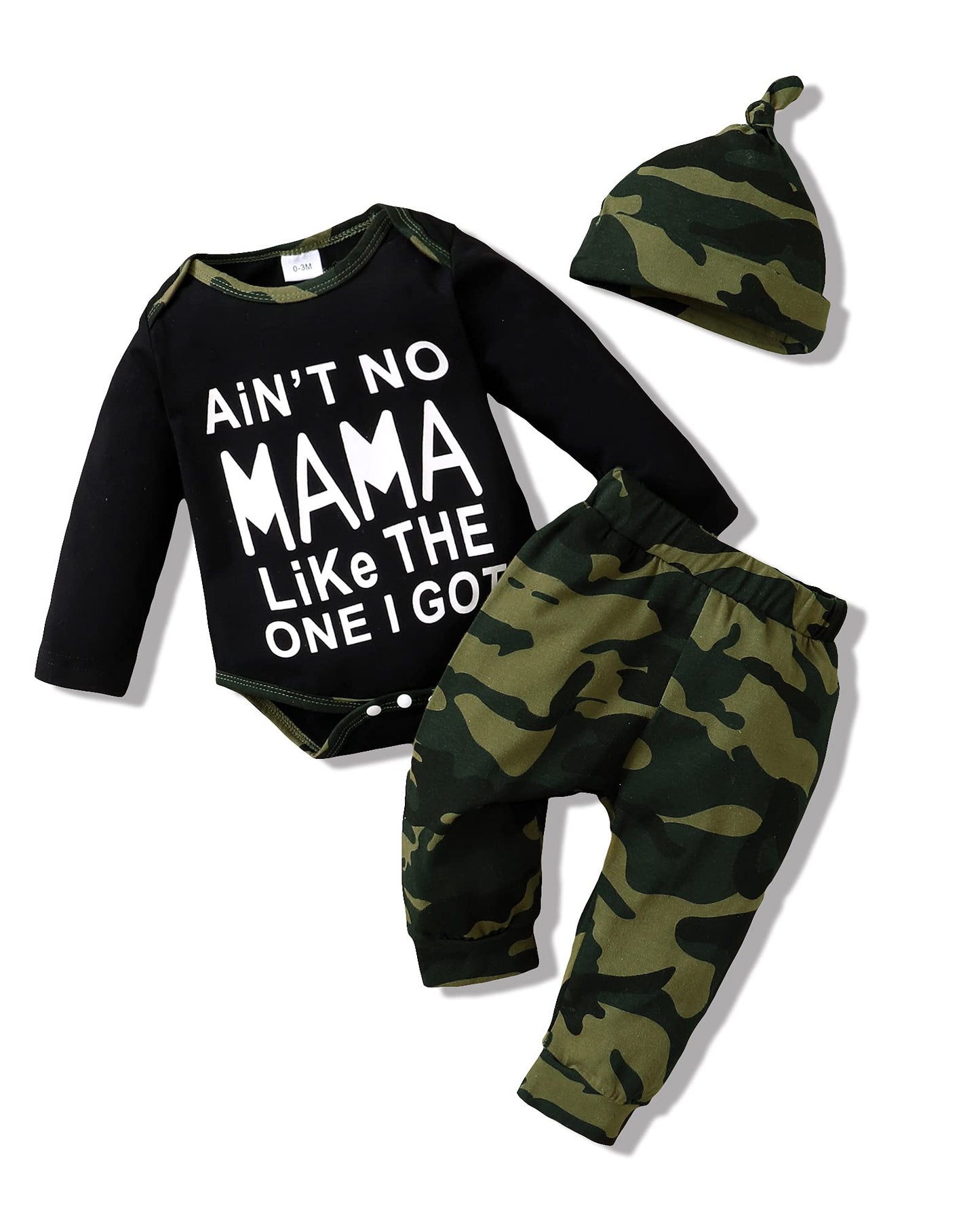 Nzrvaws Baby 3-6 Months Boy Clothes Newborn Boy Outfit Fall Winter Romper Top Camouflage Long Pants With Hat 3Pc Infant Clothing
