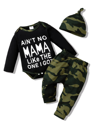 Nzrvaws Baby 3-6 Months Boy Clothes Newborn Boy Outfit Fall Winter Romper Top Camouflage Long Pants With Hat 3Pc Infant Clothing