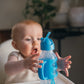 Dr. Brown'S Milestones Narrow Sippy Straw Bottle, Spill-Proof With 100% Silicone Handles And Weighted Straw, 8 Oz/250 Ml, Blue,